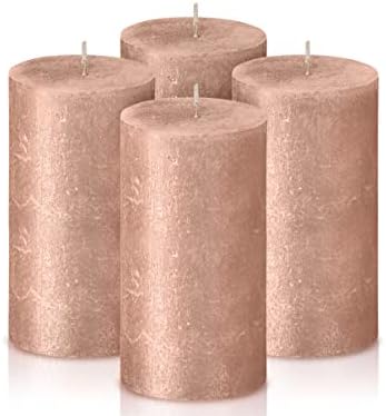 BOLSIUS Pink Shimmer Metallic Pillar Candles 4 Pack