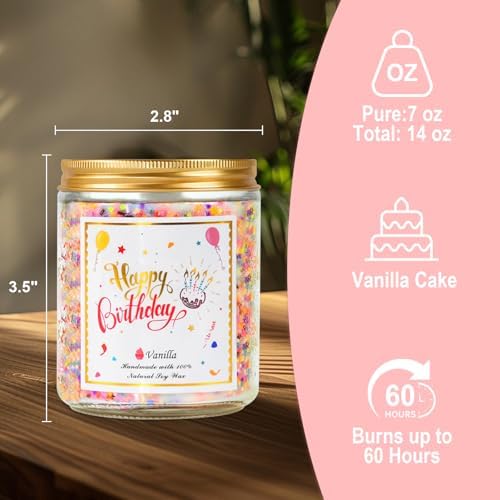 Happy Birthday Candle Vanilla Cake Scent Soy Wax Jar Candles