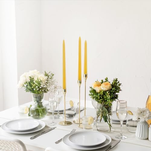 8 Inch Beeswax Taper Candles 4 Pack - Yellow