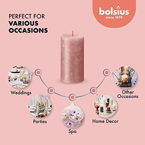 BOLSIUS Pink Shimmer Metallic Pillar Candles 4 Pack