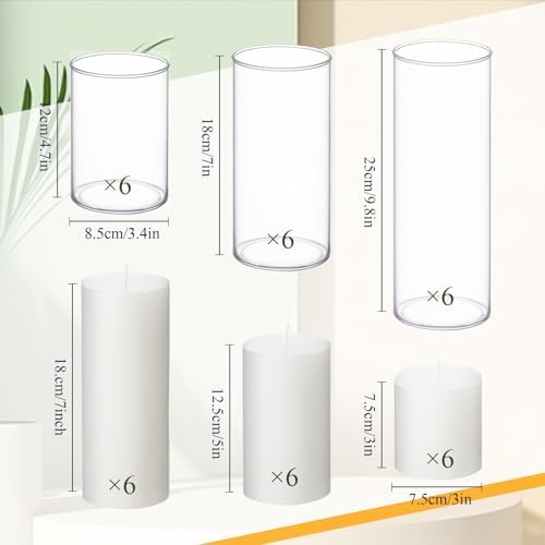 Shihanee 36 Pcs Pillar Candles and Glass Vases for Wedding Centerpieces