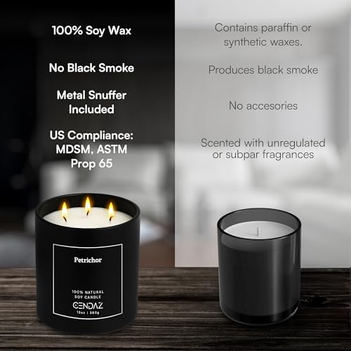 Cendaz Scented Candle with 3 Wicks and Free Snuffer