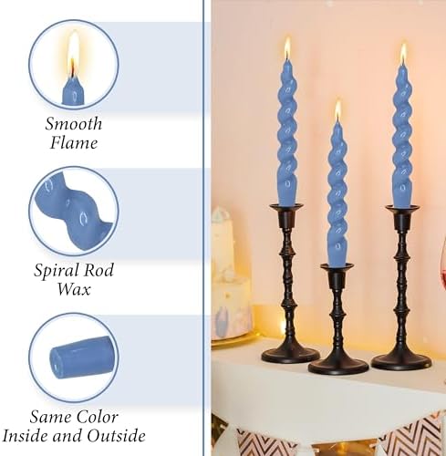 75 Inch Spiral Taper Candles Set of 4 Dark Blue