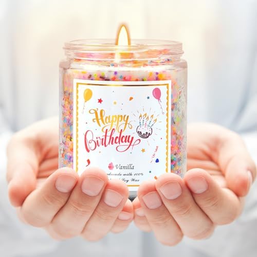 Happy Birthday Candle Vanilla Cake Scent Soy Wax Jar Candles