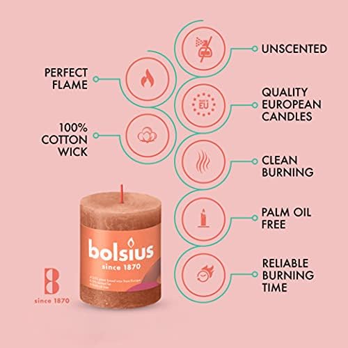BOLSIUS 4 Pack Rusty Pink Pillar Candles