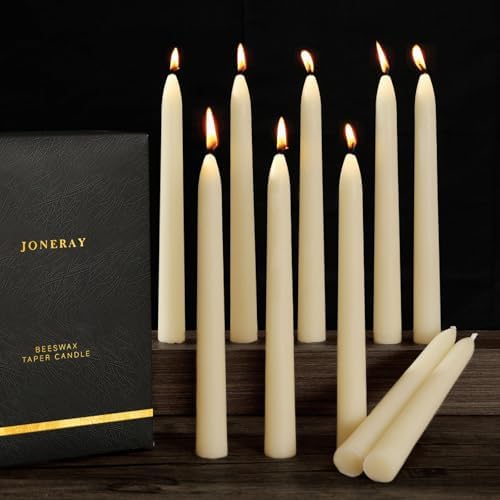 Ivory Beeswax Taper Candles Pack of 10
