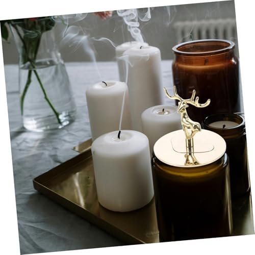 Cabilock Candle Dust Protectors with Flame Snuffer and Elegant Golden Elk Design