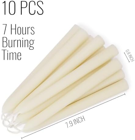Ivory Beeswax Taper Candles Pack of 10