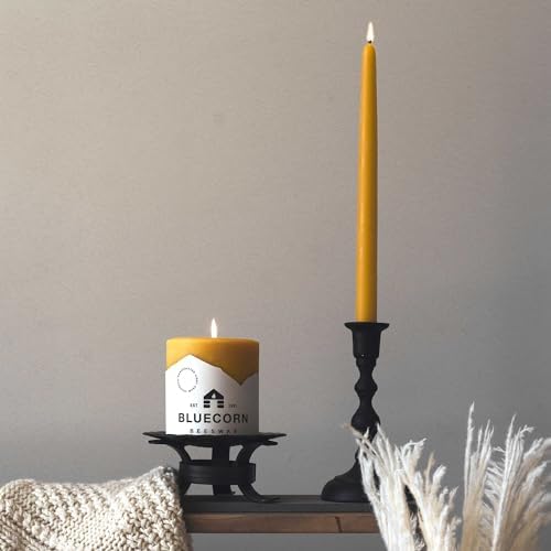 Bluecorn Beeswax Yellow Taper Candles - 8 Inch Pair
