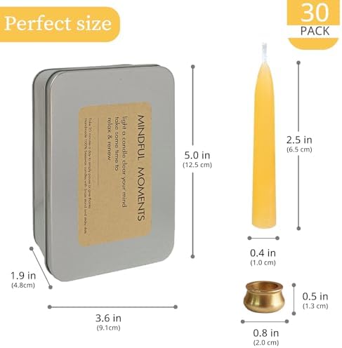 Meditation Beeswax Taper Candles Set with Brass Holders