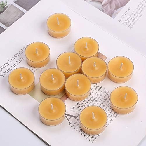 12pcs Natural Beeswax Tealight Candles Handmade Decorative Unscented