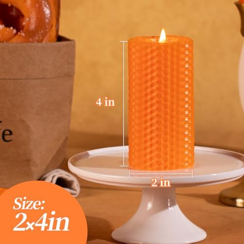 KONNI Beeswax Pillar Candles Set of 3 2x4 Inch Unscented