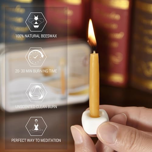Meditation Beeswax Candles Set 40Pcs Smokeless Taper Candles for Home and Yoga