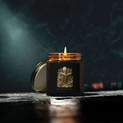 Skeleton Reading Scented Candle Halloween Decor