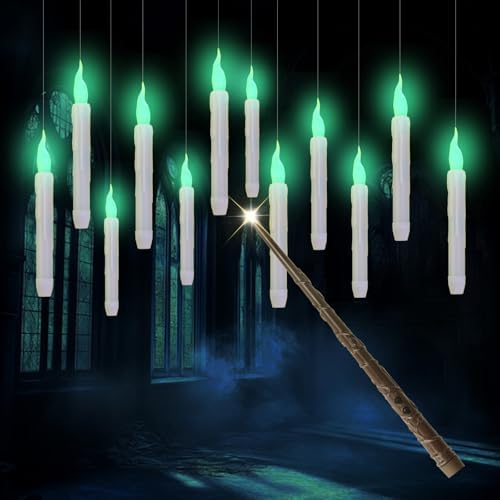 GUAOOYY Floating Candles with Wand 12PCS Flameless Halloween Decor
