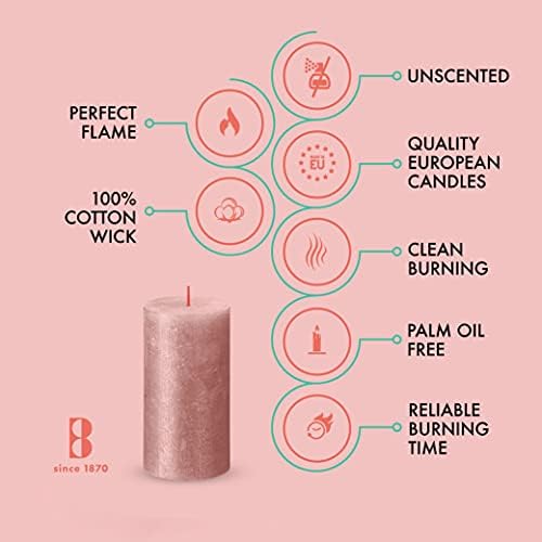 BOLSIUS Pink Shimmer Metallic Pillar Candles 4 Pack