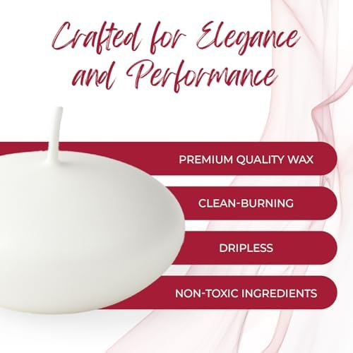 Biedermann Floating 225-Inch Dripless Candle 20 Count White