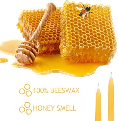 Meditation Beeswax Taper Candles Set with Brass Holders