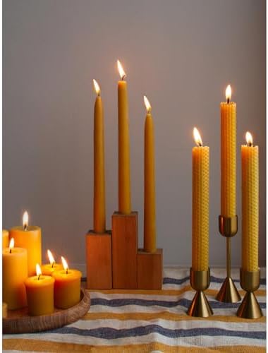 CANDWAX 10 Inch Beeswax Candle Set of 4 - Dripless