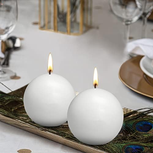 Bolsius 2 Count White Ball Candles - 275 Inch Dripless Smokeless