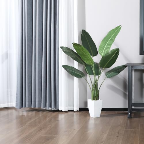 Artificial Bird of Paradise Plant 4 Ft with White Taper Planter