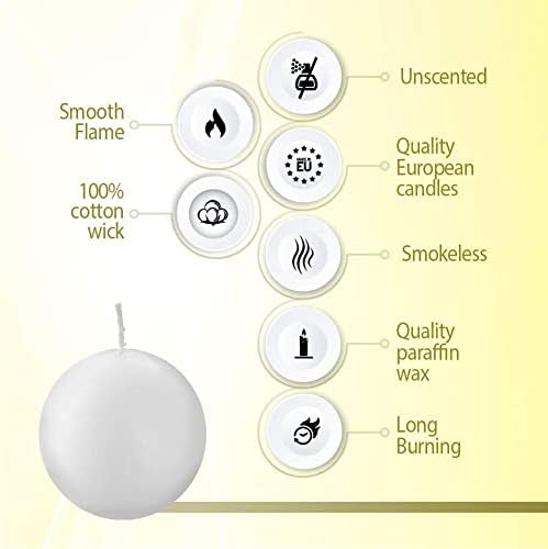 Bolsius 2 Count White Ball Candles - 275 Inch Dripless Smokeless