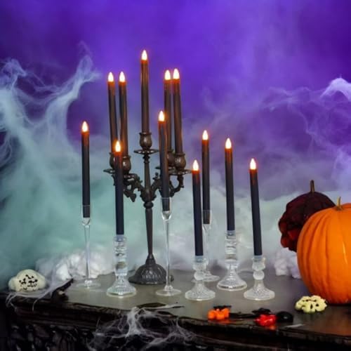 Halloween LED Flameless Taper Candles 6 Pcs with Remote Timer