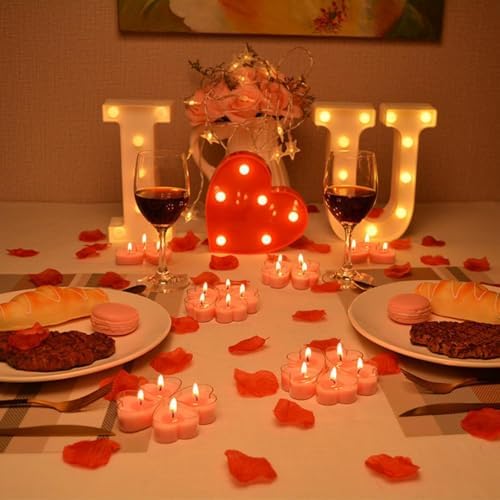 Santiyis Pink Tea Lights 9 Pack Romantic Heart Candles