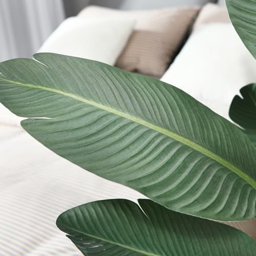 Artificial Bird of Paradise Plant 4 Ft with White Taper Planter