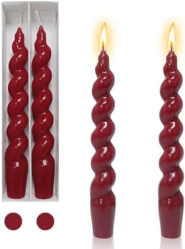 Gedengni 7 Inches Spiral Taper Candles Red Candlesticks for Holiday Wedding Party