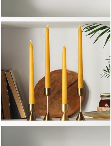 CANDWAX 10 Inch Beeswax Candle Set of 4 - Dripless