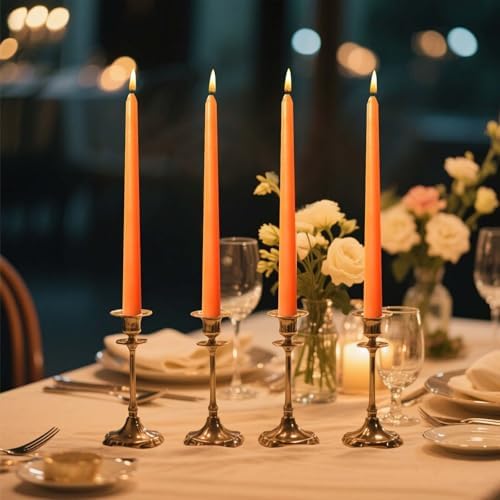 10 Inch Orange Taper Candles Set of 4