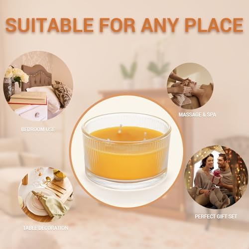 AGLARY 3-Wick Beeswax Candle in Glass