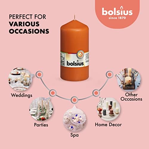BOLSIUS 8 Unscented Orange Pillar Candles 43 Hours Burn Time