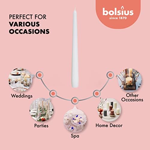 BOLSIUS 10 Inch Dinner Candles 10 Pack Smokeless Dripless Taper Candles