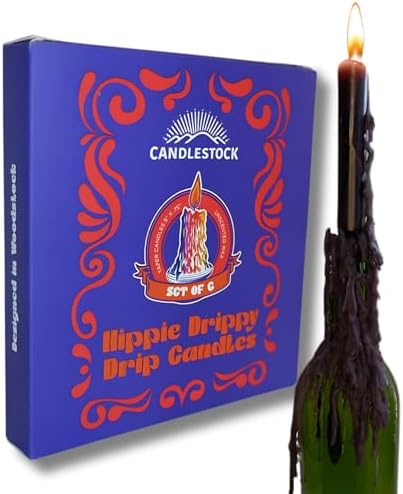 Candlestock Drip Candles Pack of 6 Wine Bottle Tapers Black