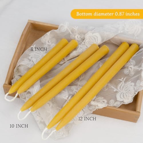 8 Inch Beeswax Taper Candles 4 Pack - Yellow