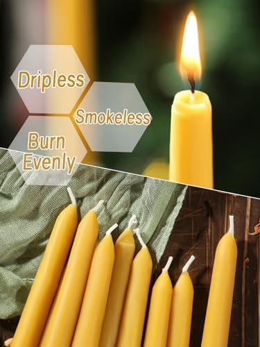 10 Inch Beeswax Taper Candles 6 Pack Natural Smokeless