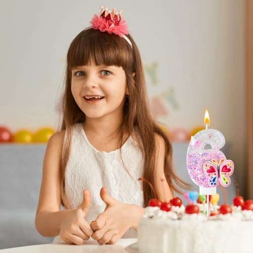 Pink Butterfly Birthday Candles for Girls and Women