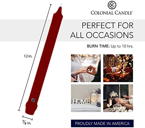 Colonial Candle Unscented Taper Candles Pack of 12 1