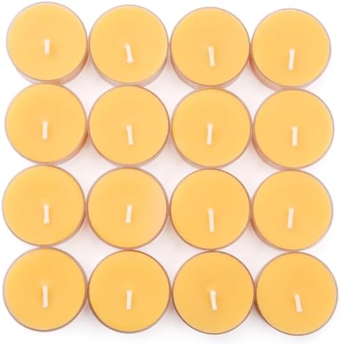 16 Pack Natural Beeswax Tea Light Candles with Extended Burn Time