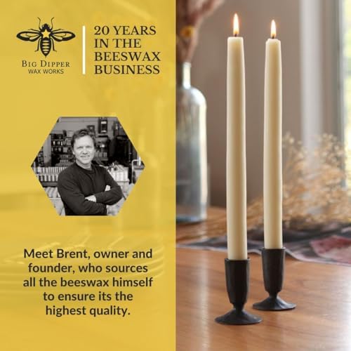 Big Dipper Wax Works Ivory White Beeswax Taper Candles