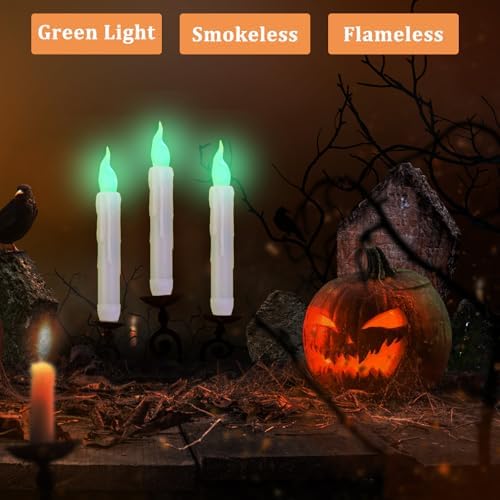 GUAOOYY Floating Candles with Wand 12PCS Flameless Halloween Decor