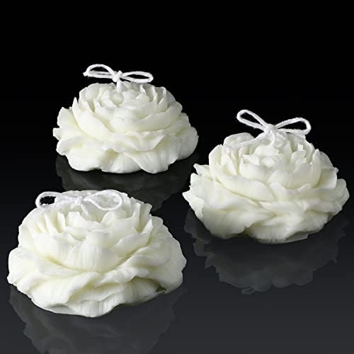 Roowest 3 Pcs Flower Shaped Soy Wax Candles