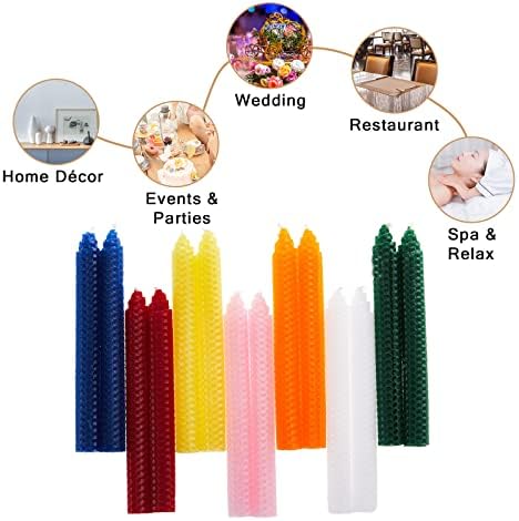 14 Pack Hand-Rolled Beeswax Taper Candles 8 Inch
