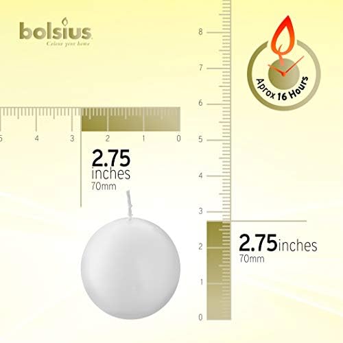 Bolsius 2 Count White Ball Candles - 275 Inch Dripless Smokeless