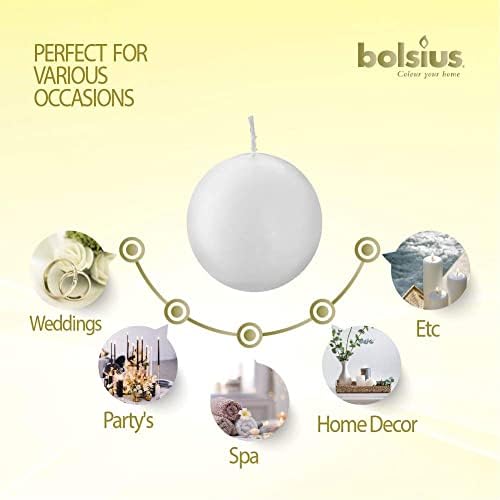 Bolsius 2 Count White Ball Candles - 275 Inch Dripless Smokeless