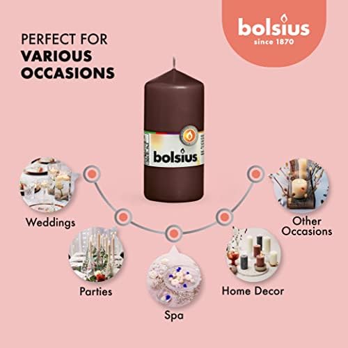 BOLSIUS 10 Unscented Maroon Pillar Candles - 33 Hours Burn Time