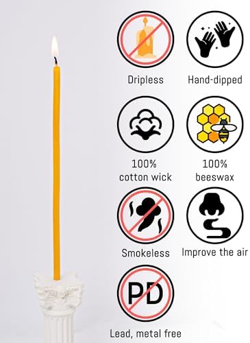 Viyffo 63 Inch Beeswax Taper Candles Set of 50