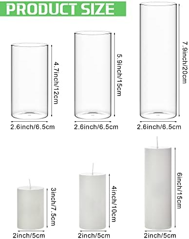 Shihanee 12 Piece Pillar Candle Set with Clear Glass Vases
